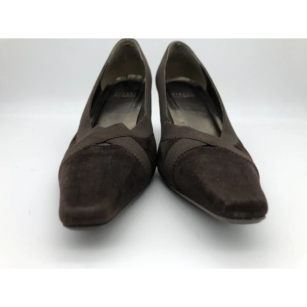 Stuart Weitzman Women's Size‎ 7.5 M Brown Suede Kitten Heels Cross Straps Spain